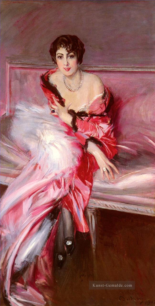 Porträt von Madame Juillard in Red Genre Giovanni Boldini Ölgemälde